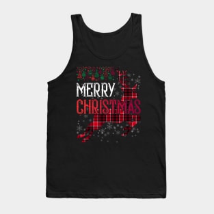 Red Plaid Merry Christmas Letter Reindeer Snowflake Buffalo Tank Top